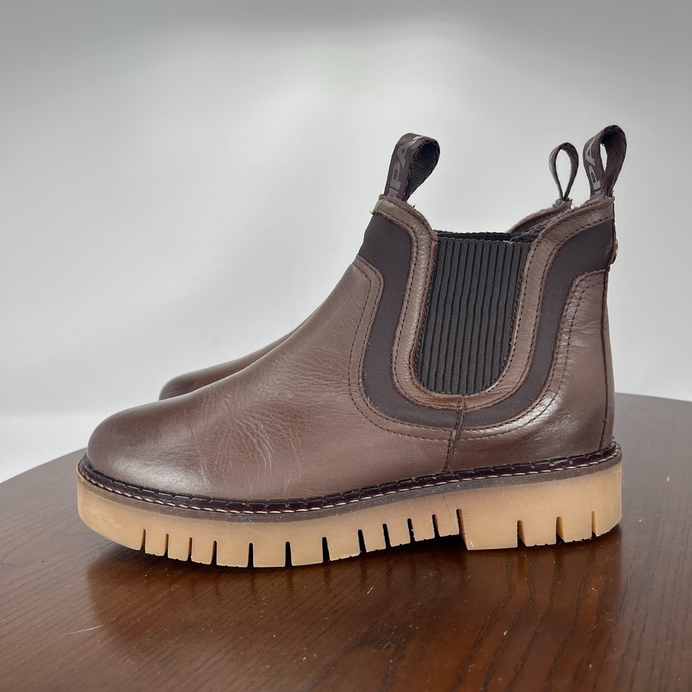 Pajar Chelsea Boots Women's 36 / 5-5.5 Brown Leather Chunky Lug Platform Pull On